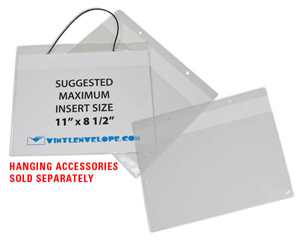 11 3/8" x 9 1/2" clear hanging tag holder with 3 holes